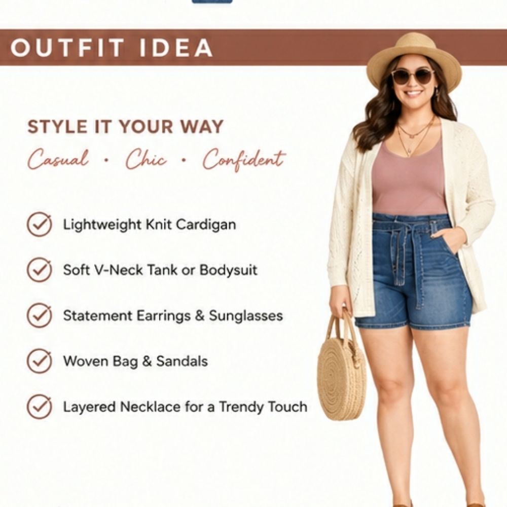 Lane Bryant Womens Plus Size Belted Paperbag Waist Girlfriend Denim Jean Shorts - Picture 14 of 14